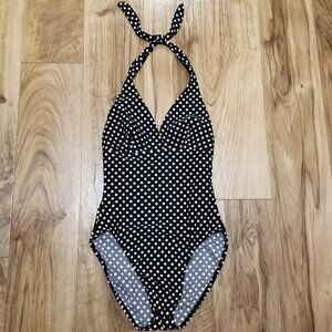 VTG INC Size 6  Bathing Suit French Leg High Cut Halter One Piece Bombshell USA